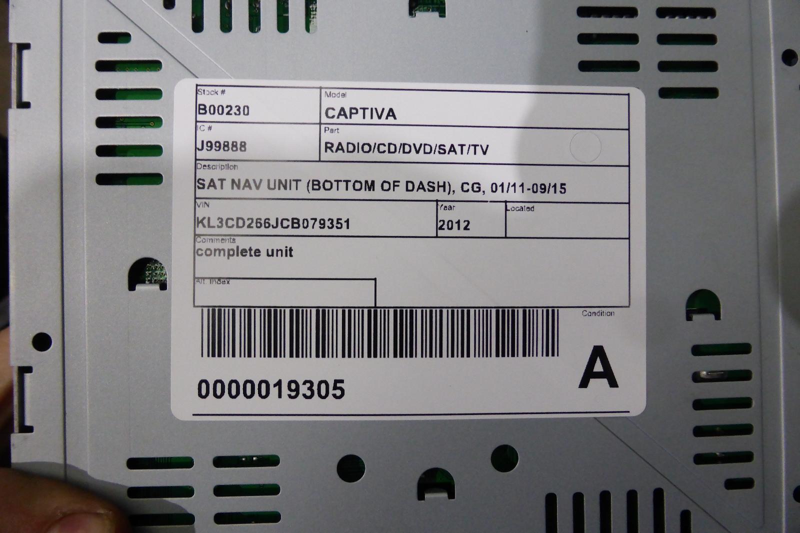 View Auto part Radio/Cd/Dvd/Sat/Tv Holden Captiva 2012