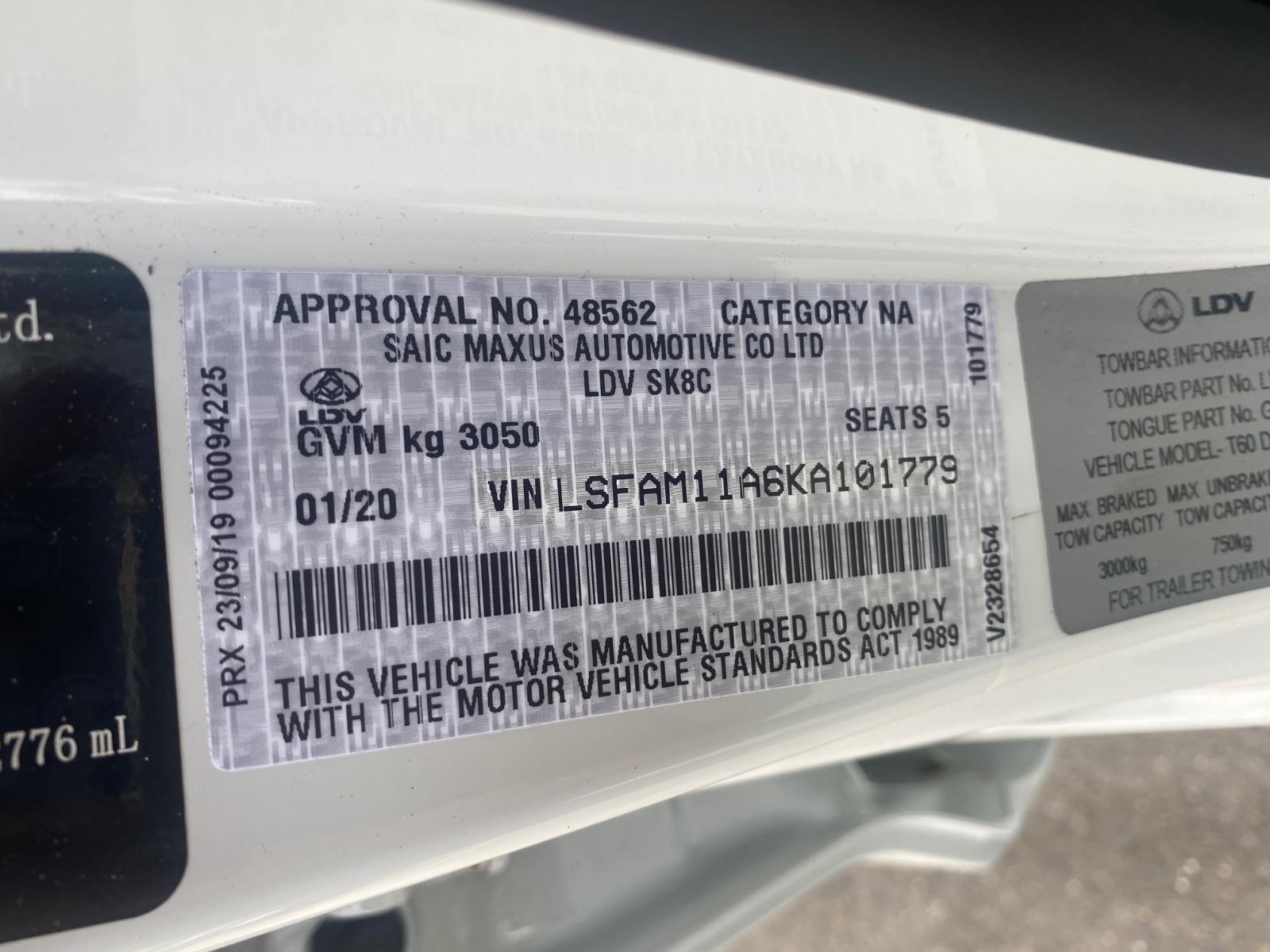 View Auto part Seatbelt/Stalk Ldv T60 2020