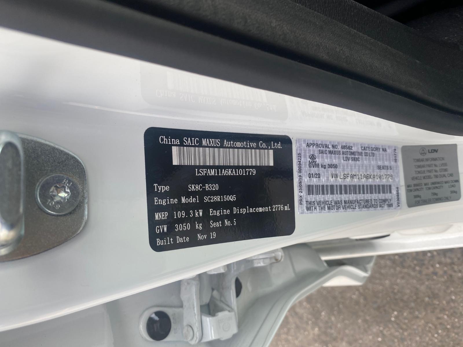 View Auto part Seatbelt/Stalk Ldv T60 2020