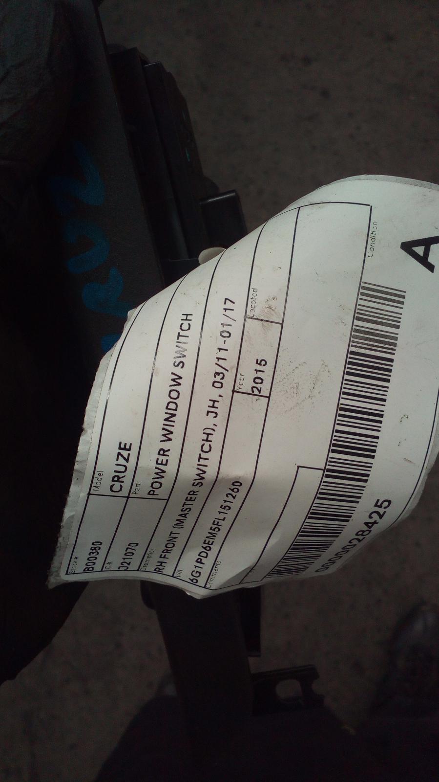 View Auto part Pwr Dr Wind Switch Holden Cruze 2015