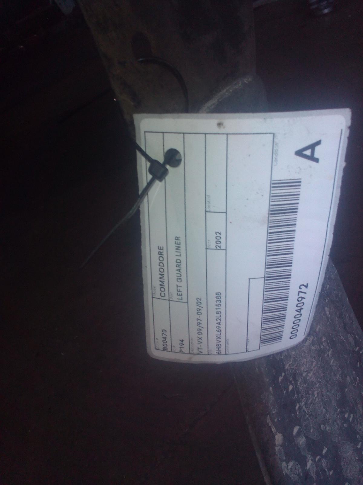 View Auto part Left Guard Liner Holden Commodore 2002