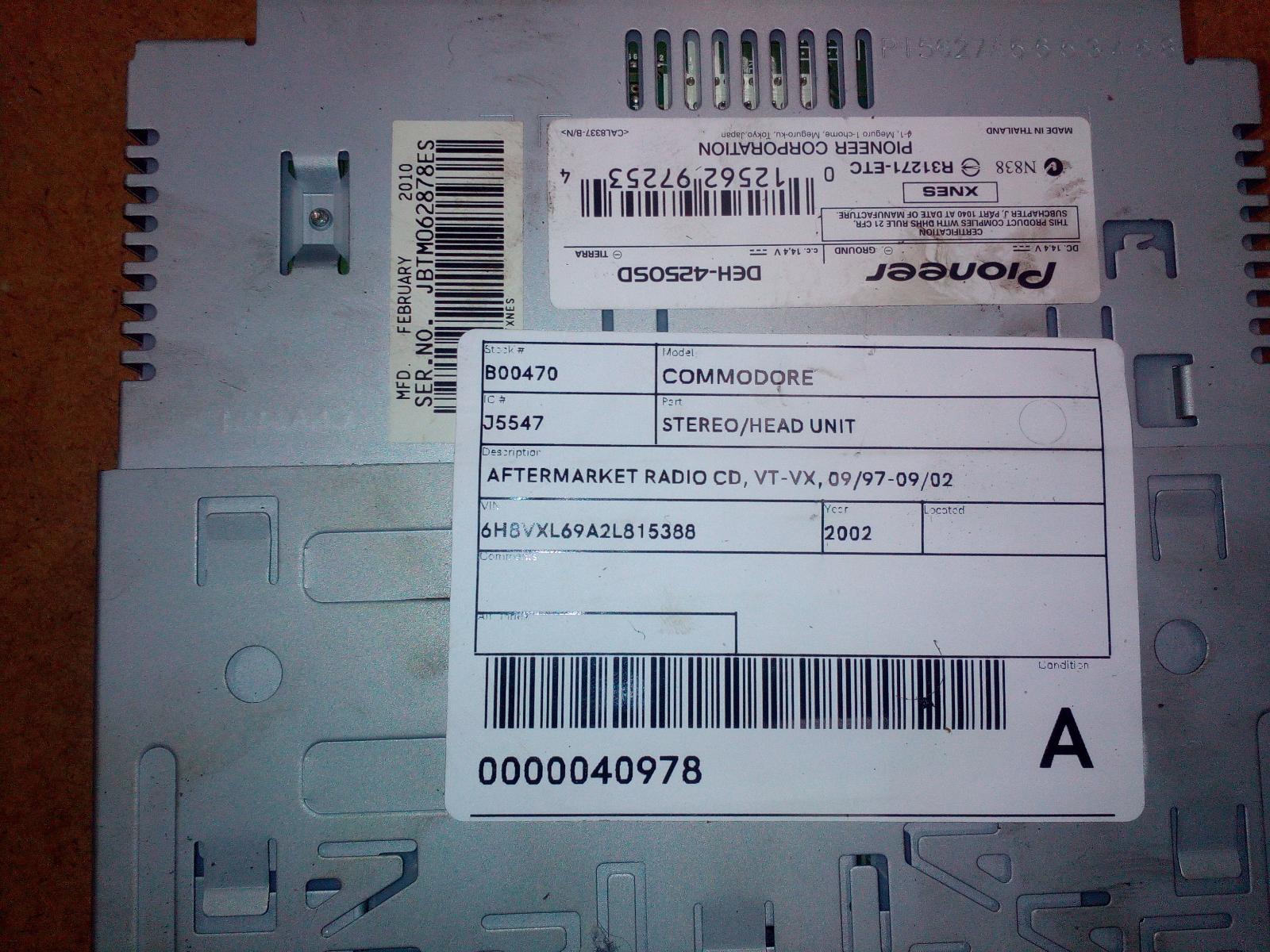 View Auto part Radio/Cd/Dvd/Sat/Tv Holden Commodore 2002
