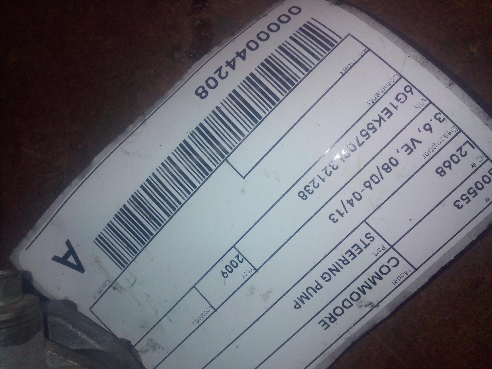 View Auto part Steering Pump Holden Commodore 2009