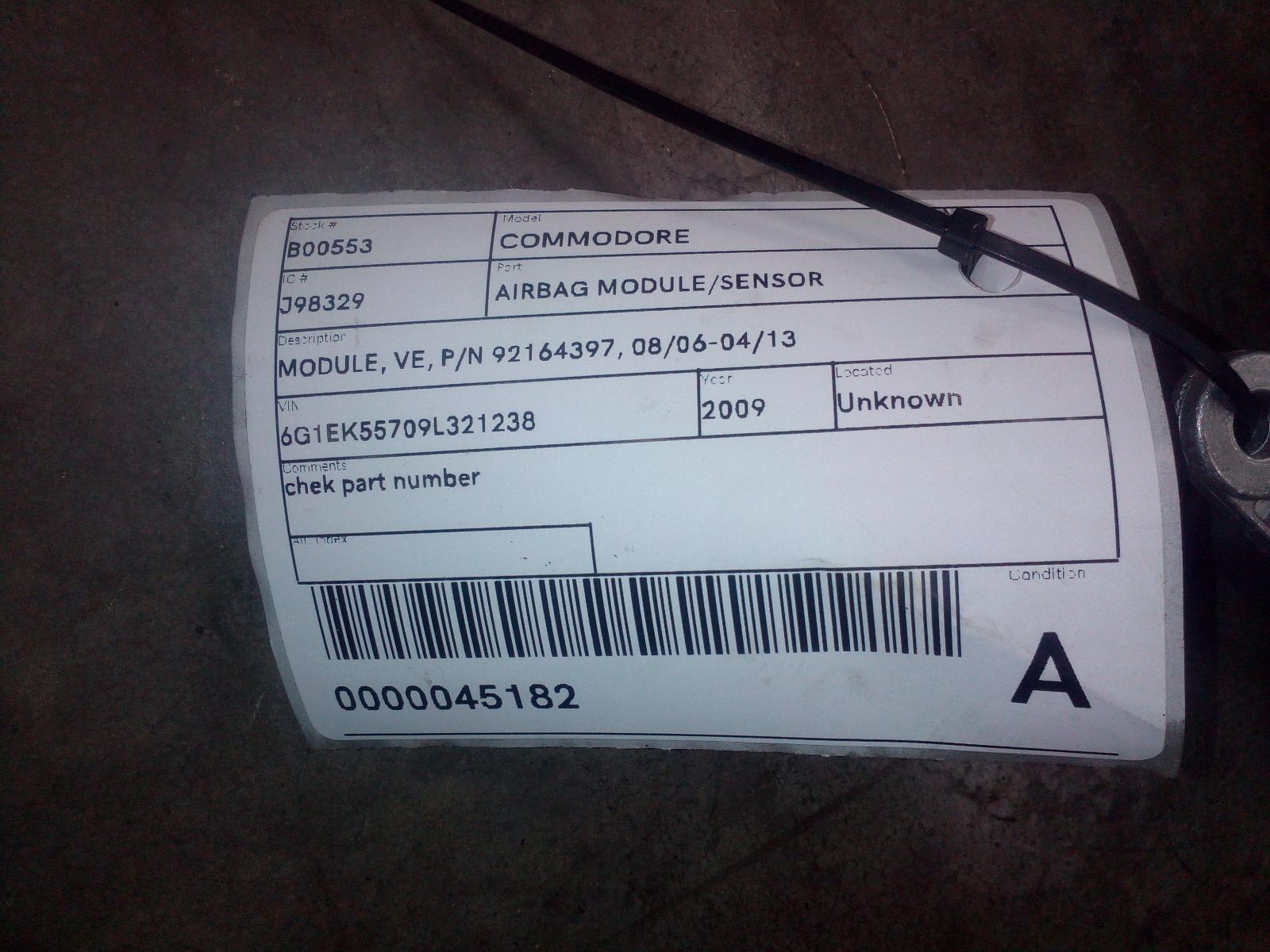 View Auto part Airbag Module/Sensor Holden Commodore 2009