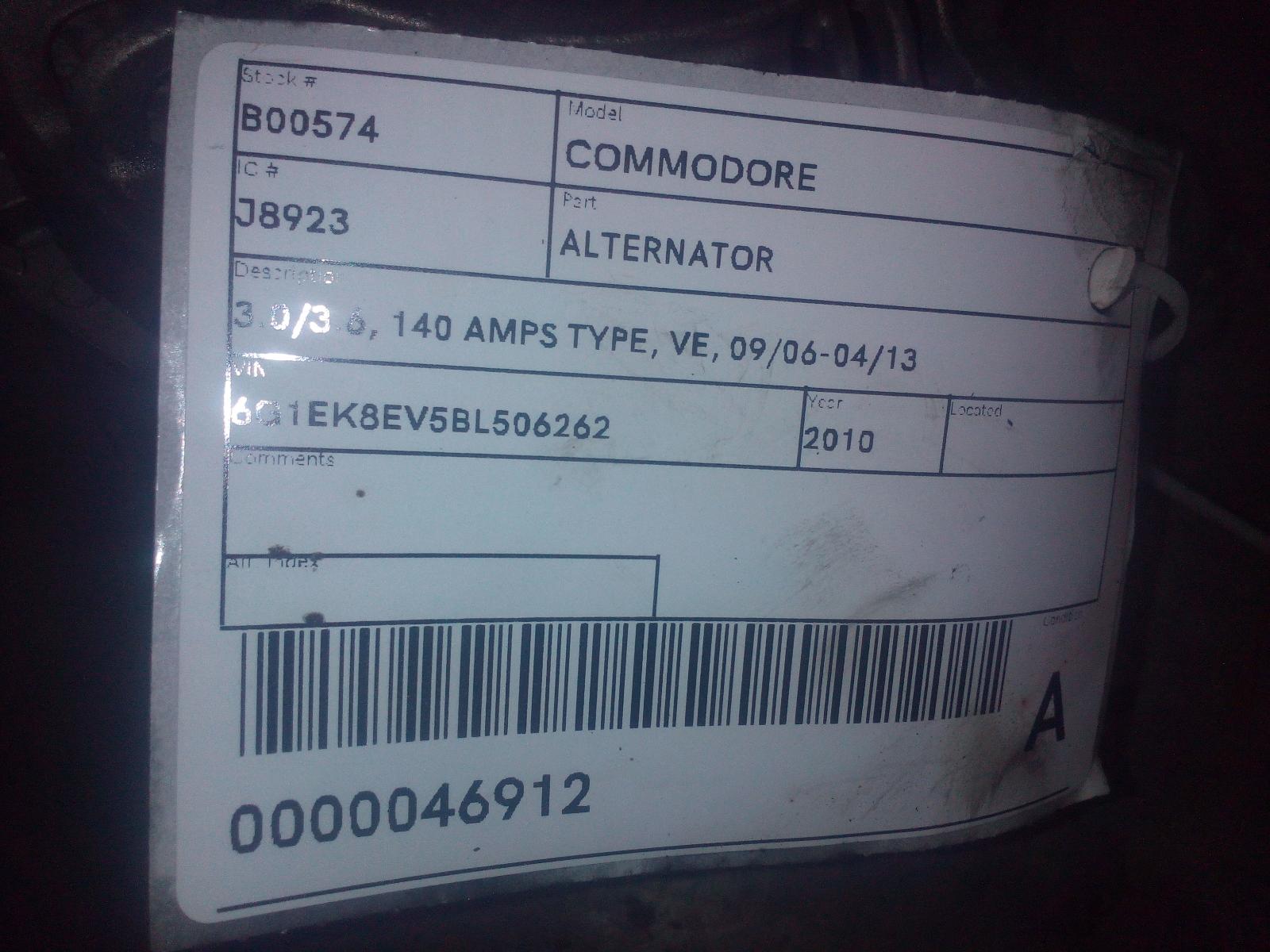 View Auto part Alternator Holden Commodore 2010