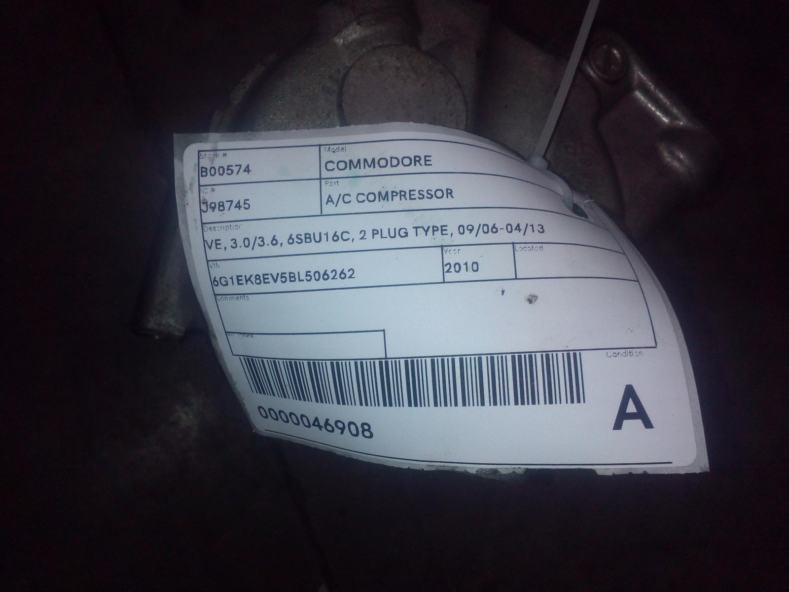 View Auto part A/C Compressor Holden Commodore 2010