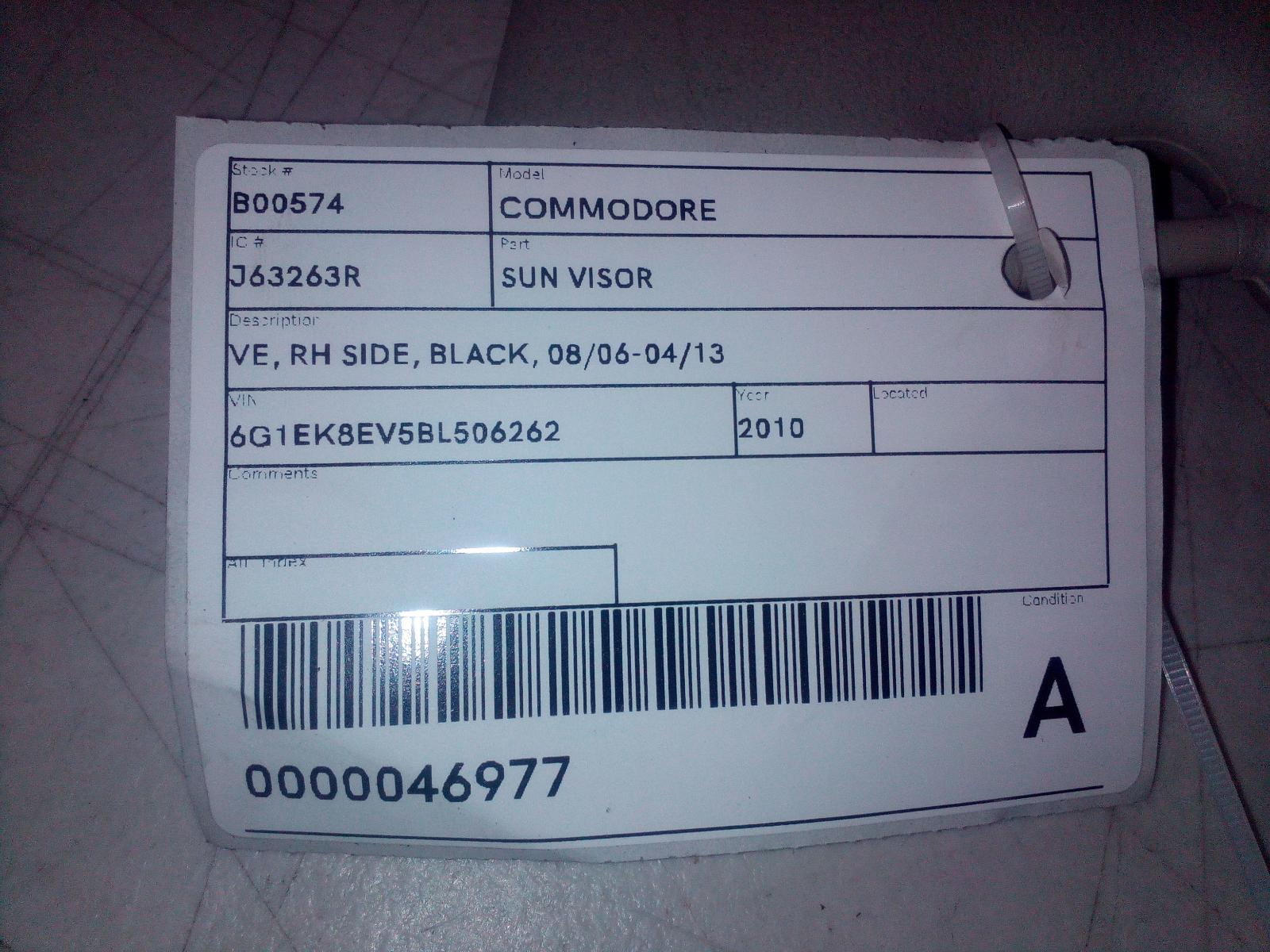 View Auto part Sunvisor Holden Commodore 2010