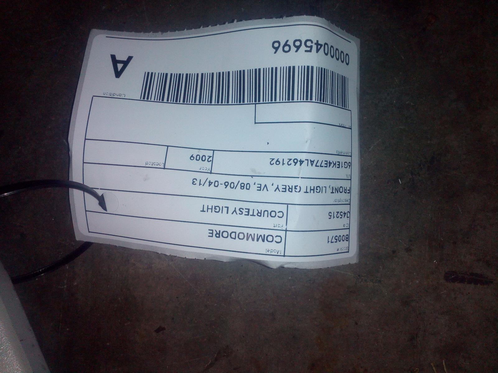 View Auto part Courtesy Light Holden Commodore 2009