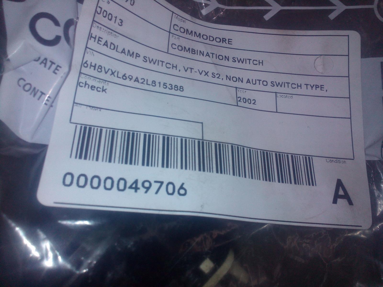 View Auto part Combination Switch Holden Commodore 2002