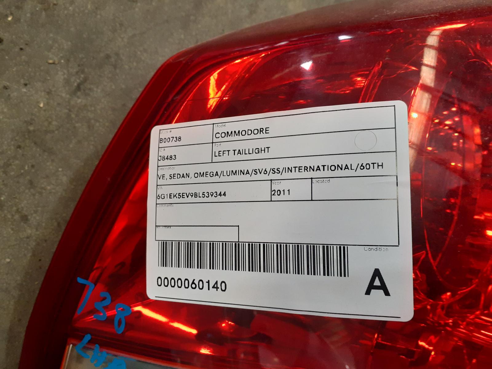 View Auto part Left Taillight Holden Commodore 2011