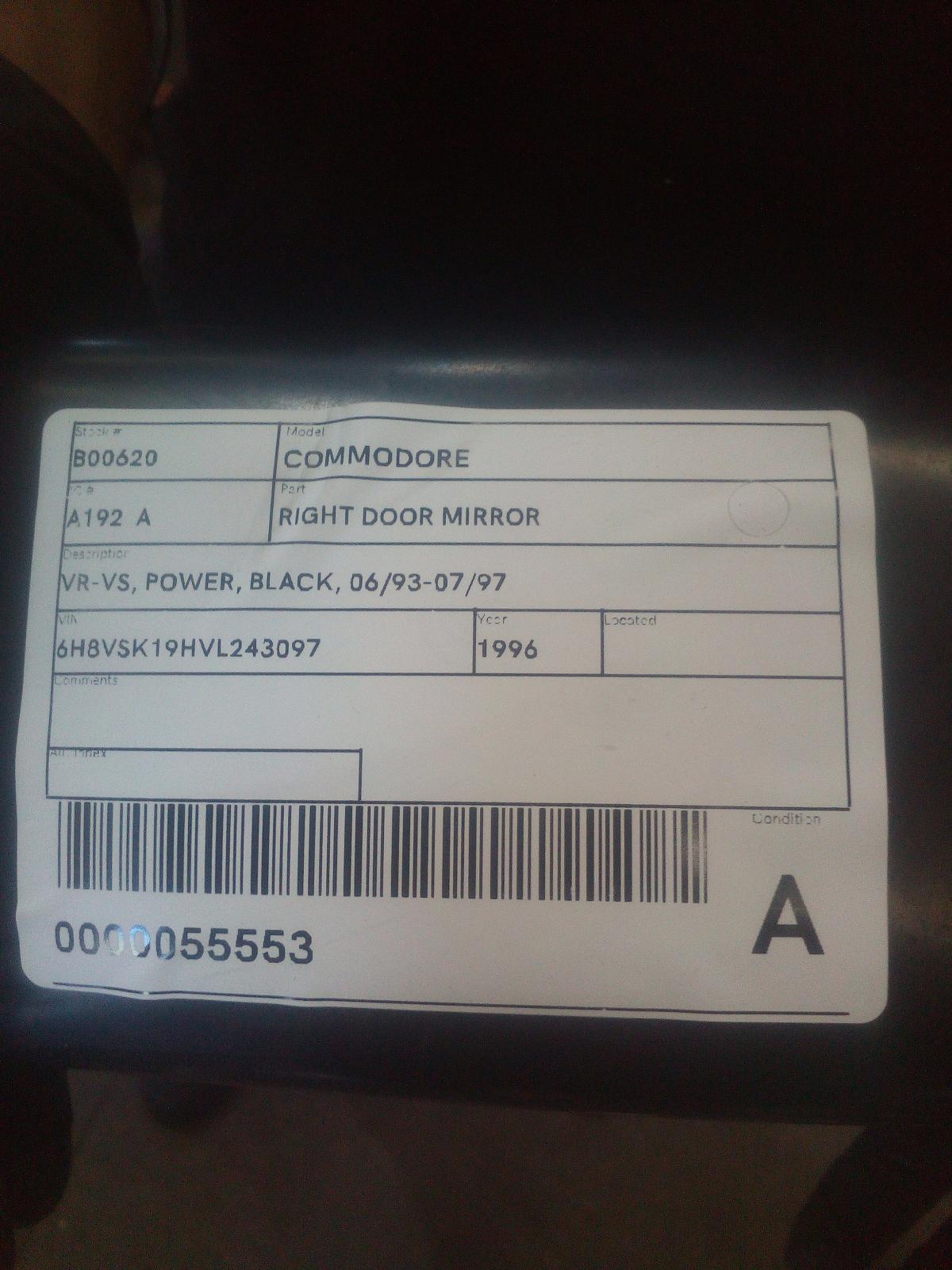 View Auto part Right Door Mirror Holden Commodore 1996