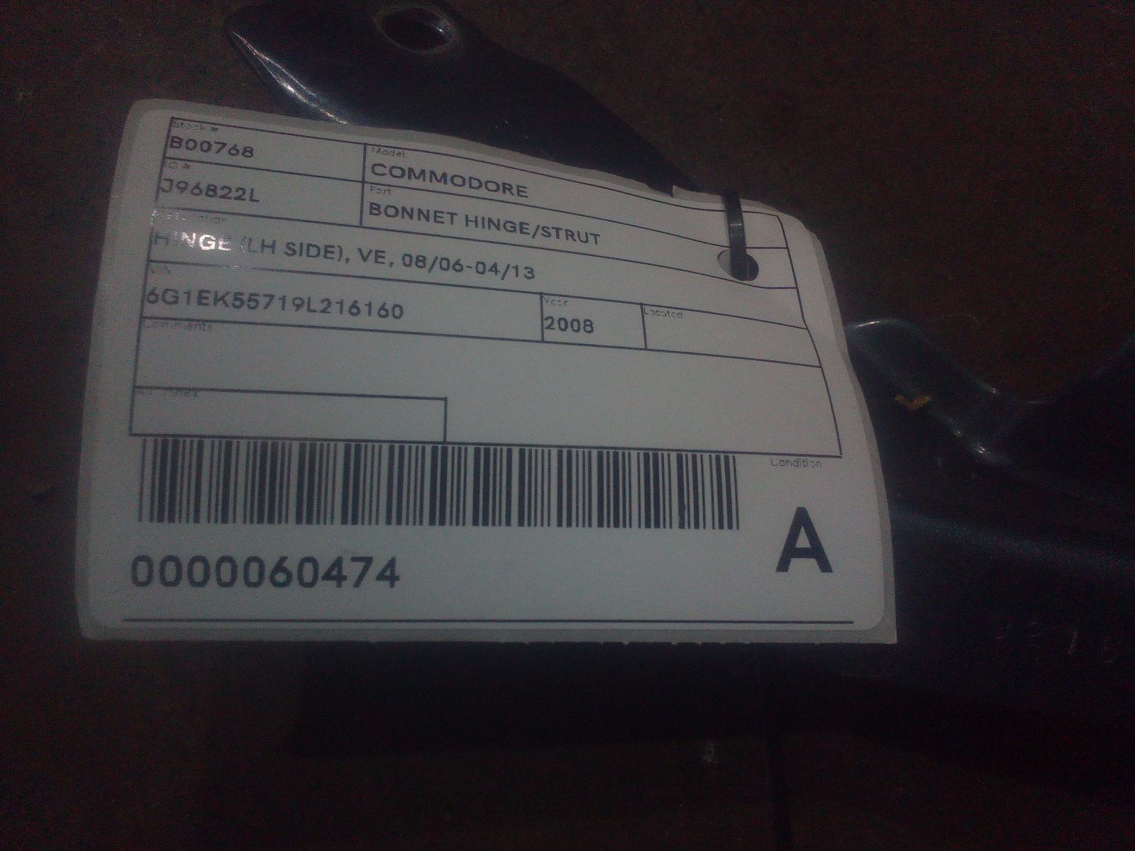 View Auto part Bonnet Hinge/Strut Holden Commodore 2008