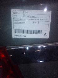 View Auto part Rear Garnish Holden Cruze 2010