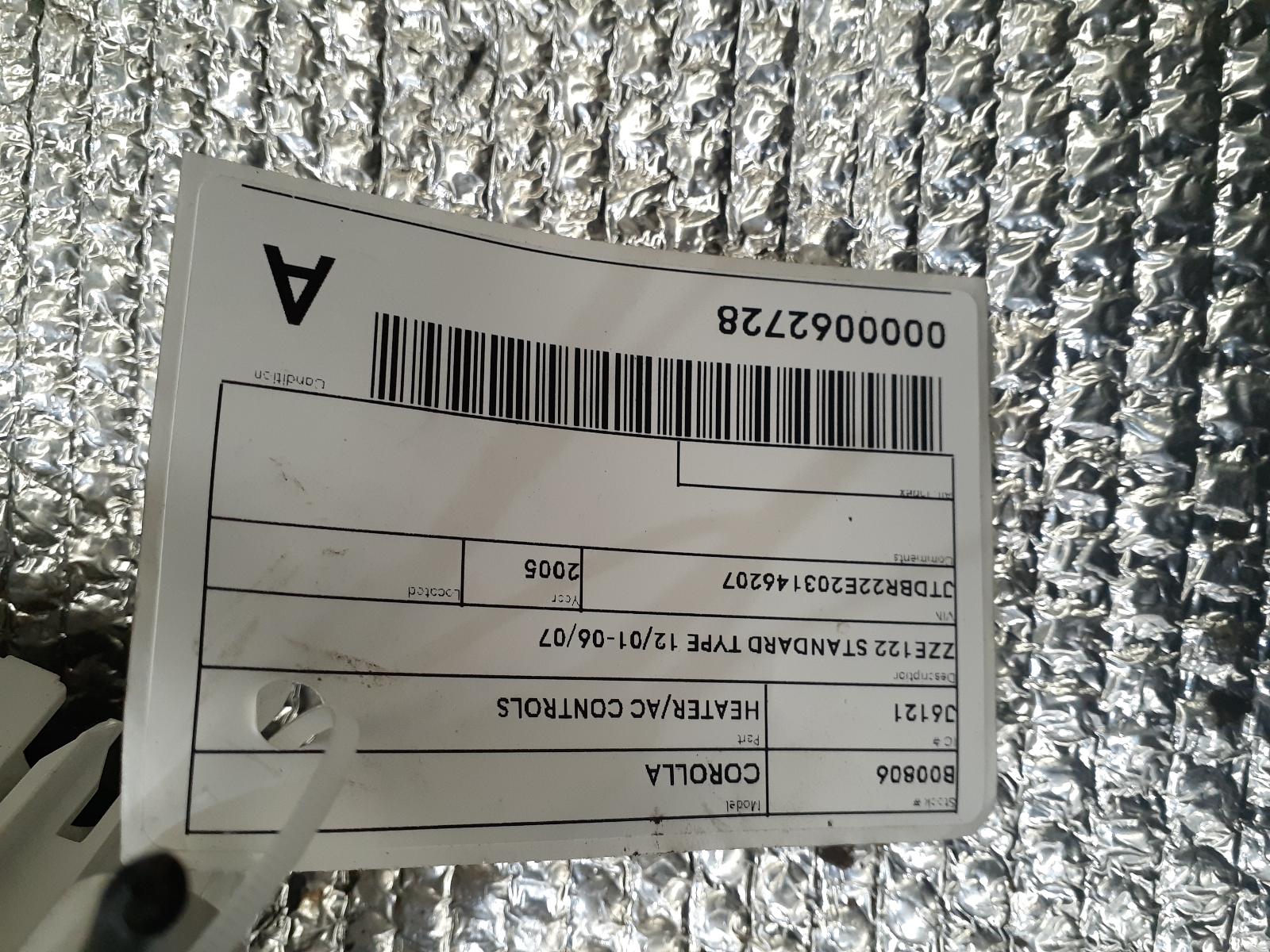 View Auto part Heater/Ac Controls Toyota Corolla 2005