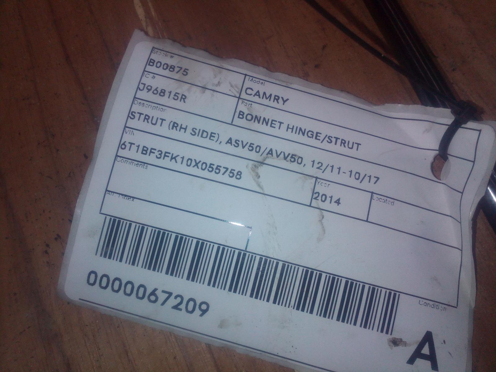 2014 Toyota Camry Bonnet Hinge/Strut View Auto part Bonnet Hinge/Strut Toyota Camry 2014