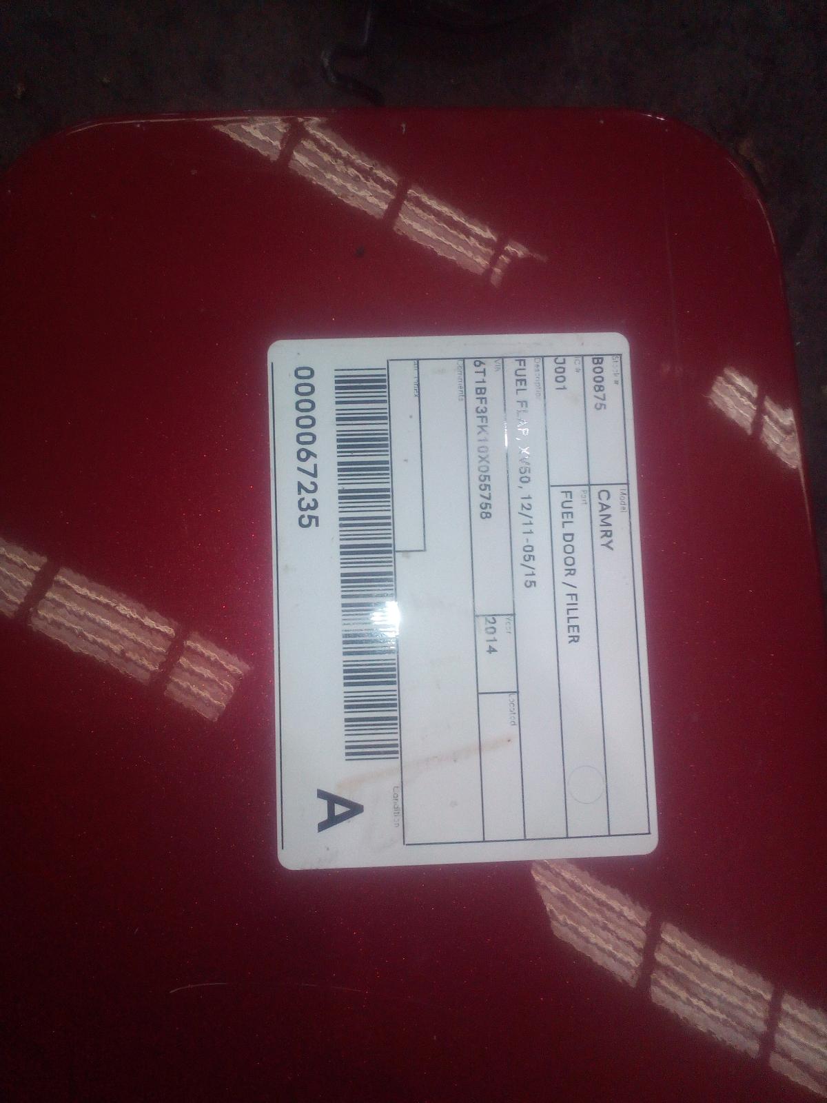 2014 Toyota Camry Fuel Door / Filler View Auto part Fuel Door / Filler Toyota Camry 2014